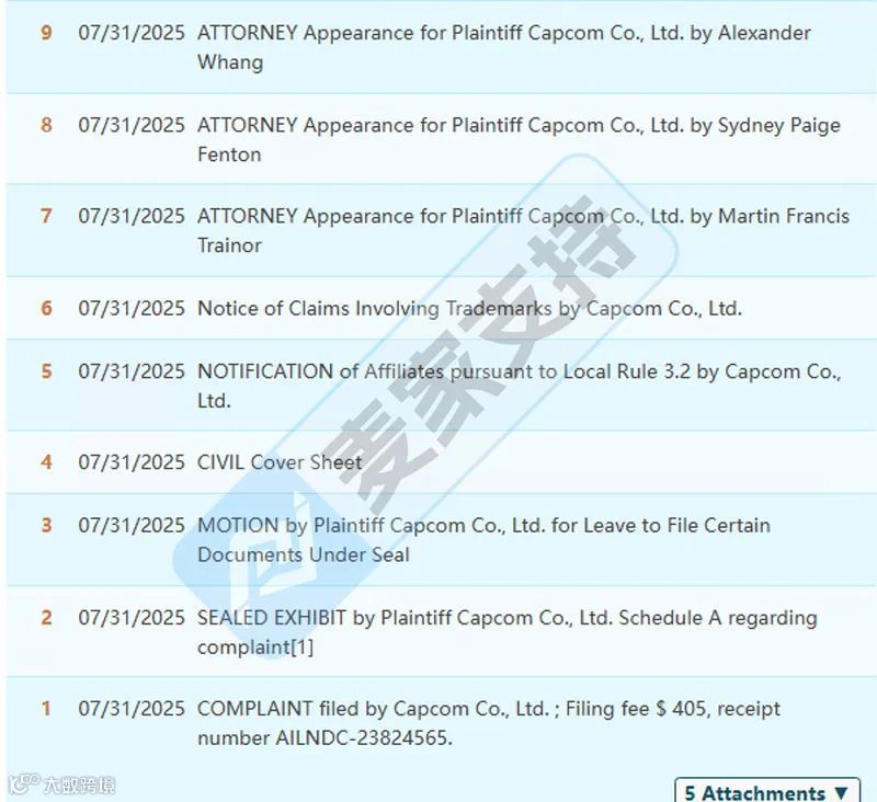 5-cv-09067,热门游戏IP版权&商标双双出击!TRO风险值拉满"