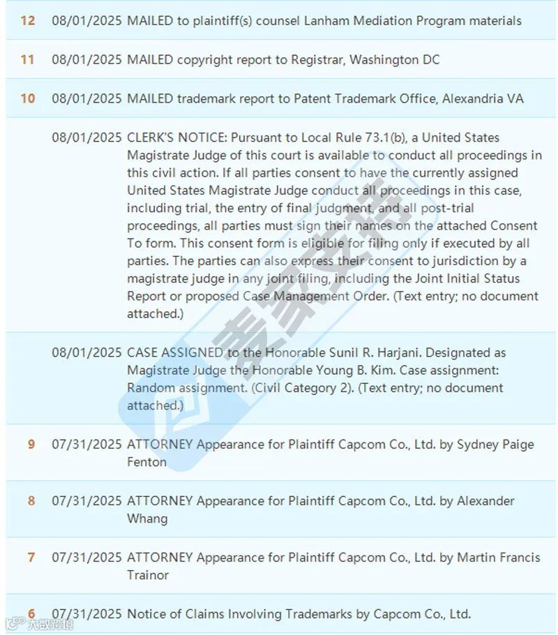 5-cv-09079,经典IP街头霸王商标&版权维权,当心TRO冻结!"