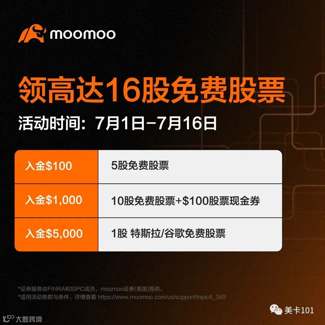富途 Moomoo 投资平台：最后一天！新用户送 15 只股票+$100+1 只 TSLA/GOOG- 大数跨境