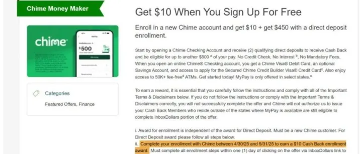 <em>Chime</em> 又来活动，最高$550奖励~