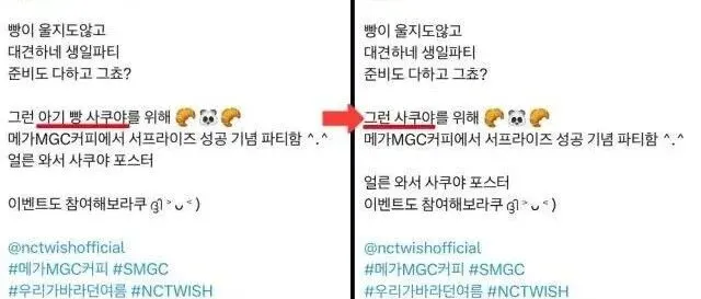 "아기빵 쓰<em>지</em> <em>마</em>"…스키즈 팬들 항<em>의</em>에 '메가커피' 결국 공<em>지</em> 수정