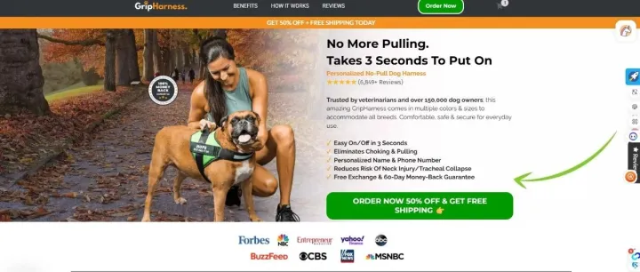 独立站转化率上不去？我扒了Grip Harness狗绳的落地页，总结了14个高转化技巧