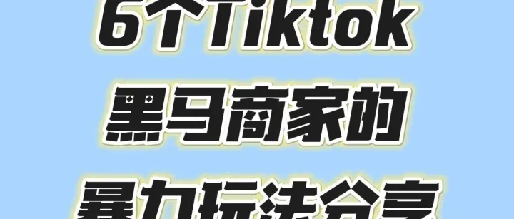 6个TikTok Shop黑马商家的暴力玩法分享！！（可复制）