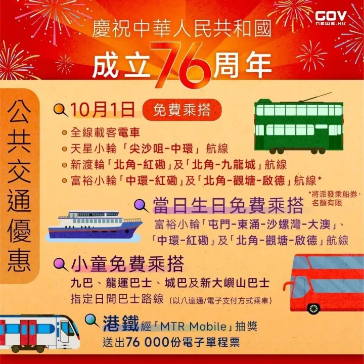 收藏！香港连串优惠贺国庆