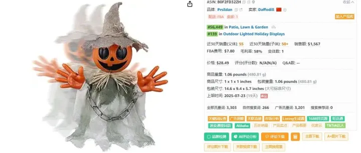 上架19天卖出55单的南瓜人，今年万圣节它会火么？