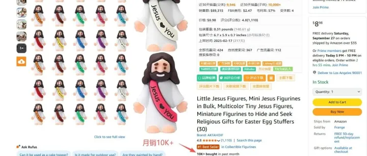 亚马逊选品结合AI解读热门产品第72期，小耶稣雕像市场分析报告