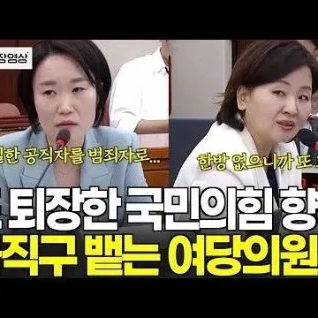 청<em>문</em>회 종료 전 퇴장한 국민<em>의</em>힘 향<em>해</em> 돌직구 뱉는 여당<em>의</em>원들..