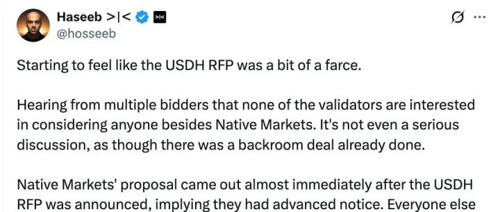 「内定」质疑缠身，Native Markets 为何能赢得 Hyperliquid 稳定币 <em>USDH</em> 竞标？