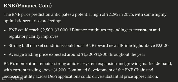 克劳德·艾预测 BNB