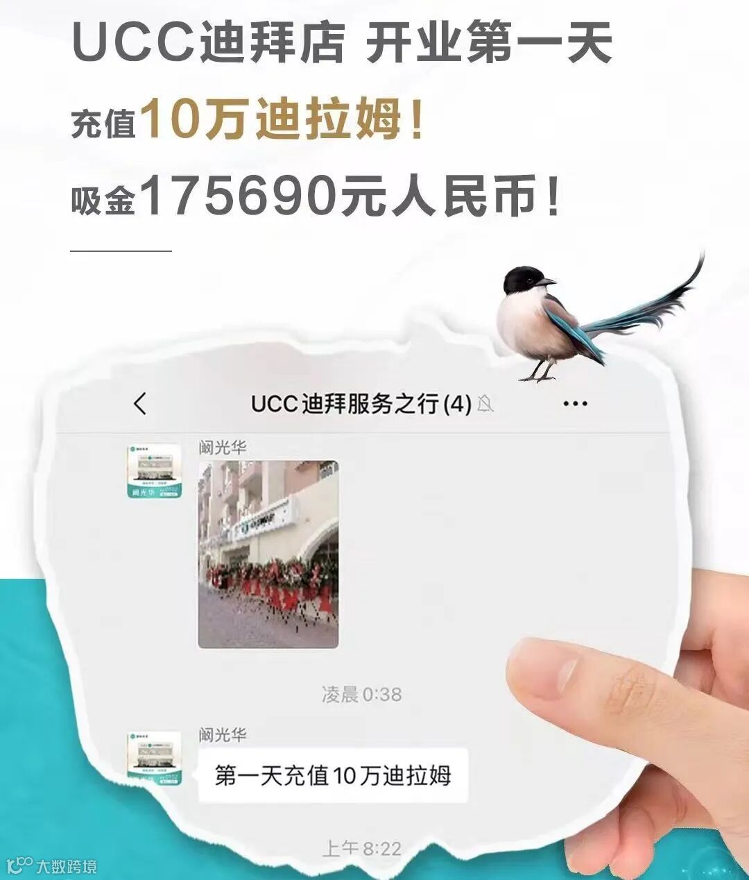UCC迪拜店开业第一天充值10万迪拉姆！吸金175690人民币！- 大数跨境