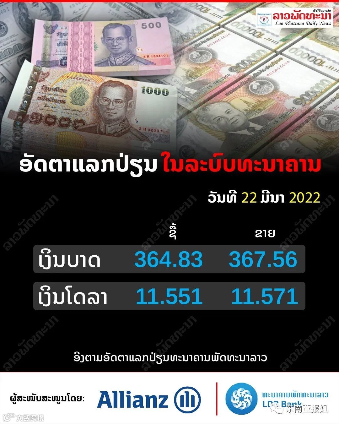 老挝汇价创十年新高！老币买泰铢415，买美元13550，黄金突破1300万- 大数跨境