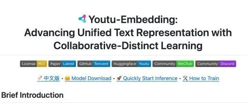 腾讯开源通用<em>文本</em><em>表示</em><em>模型</em>：Youtu-Embedding，面向企业级应用的通用<em>文本</em><em>表示</em><em>模型</em>