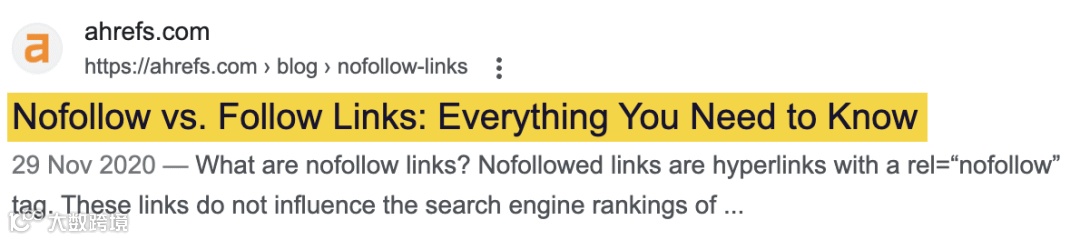 谷歌搜索结果中的标题标签实力