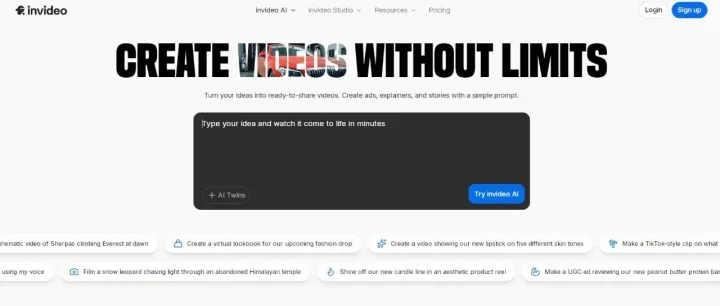 Invideo AI - 人工智能视频制作工具