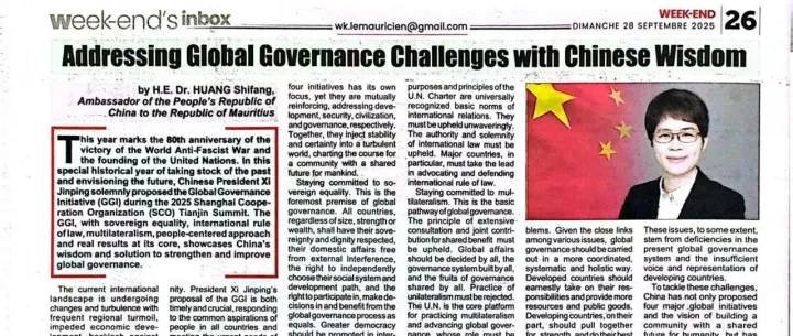 Ambassador's Article on Global <em>Governance</em> Initiative