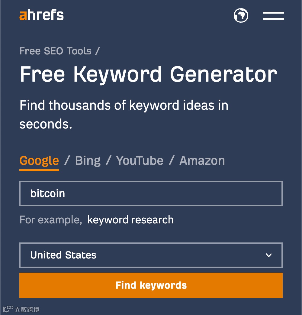 Ahrefs 免费的 keyword generator(关键词生成器)