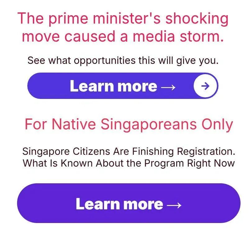 骗子刊登的广告中运用针对新加坡人等字眼，让国人放松警惕。（Group-IB提供）