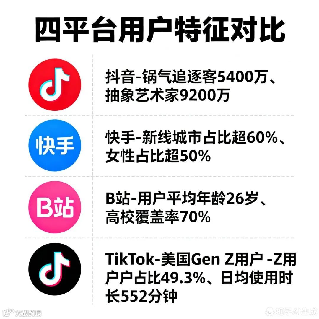 四平台用户特征对比图表