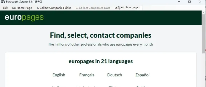 开发欧盟客户  Europages Scraper 欧洲访问量最大的B2B网站数据搜刮工具 批量获取供应商电话邮箱地址等信息