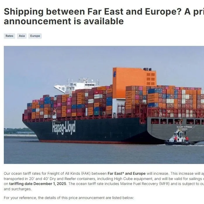 12月涨价通知来了！船公司集体宣布这些航线运费要涨…