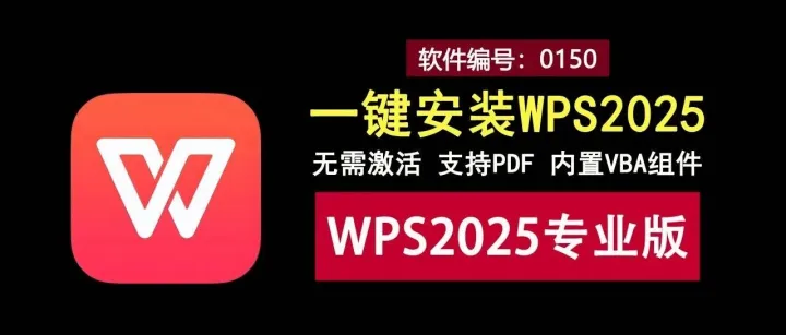 W.P.S2025专业版，免激活、支持PDF、内置VBA组件！