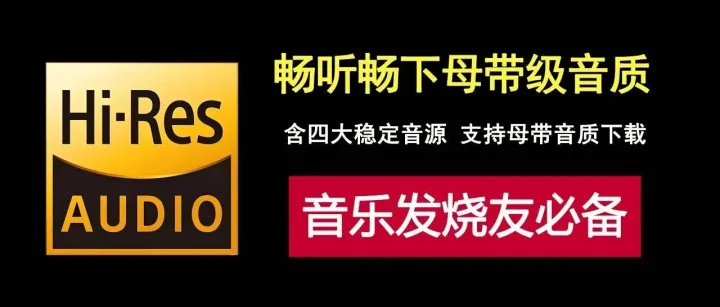 歌曲无限听，音乐随意下！支持母带级音质下载，安卓端必备音乐播放神器！