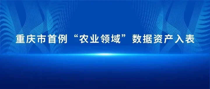 重庆市首个“农业领域”数据资产入表案例实现成功落地！