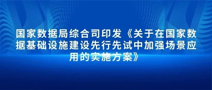国家数据局综合司印发《关于在国家数据基础设施建设先行先试中加强场景应用的实施方案》