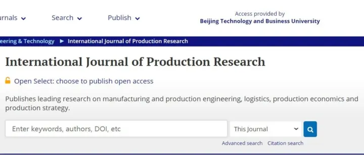 【期刊速递】IJPR | 国际生产研究杂志