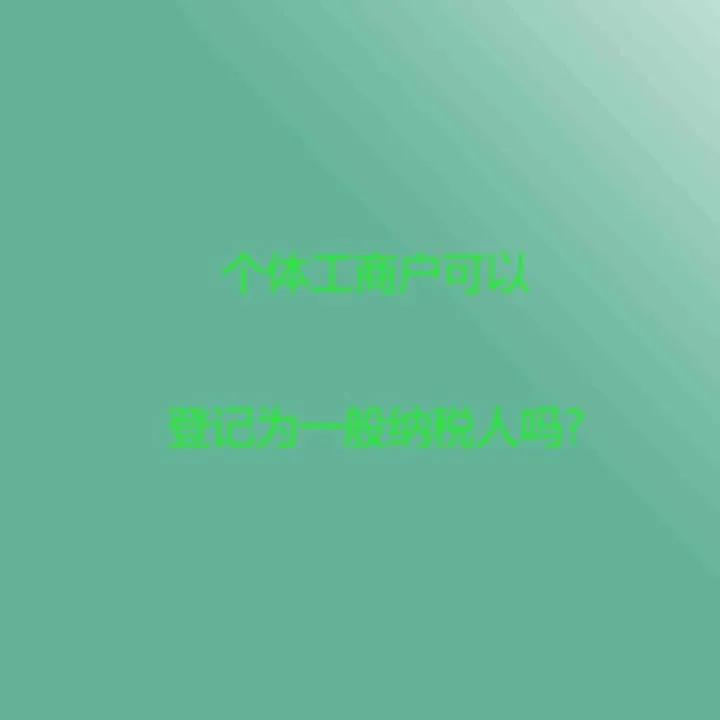 个体工商户可以登记为一般纳税人吗?