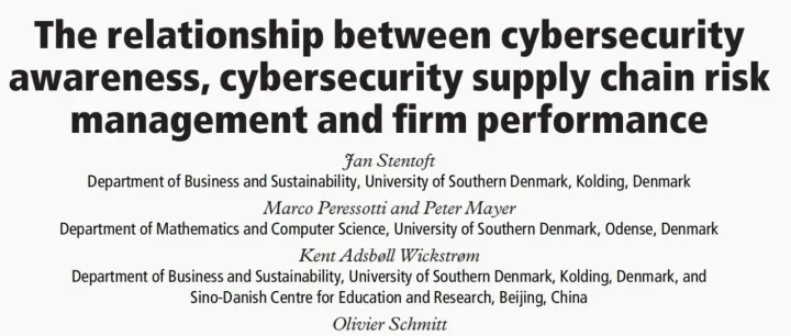 【文献推荐】SCM 2025网络安全意识、网络安全供应链风险管理与企业绩效的关系