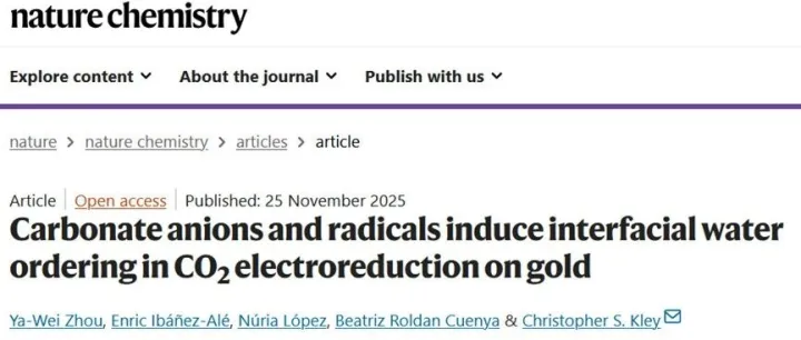研究界面水，发一篇Nature Chemistry！