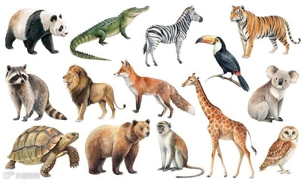 Wild animals watercolor clipart set for educational and creative projects |  Premium Vector