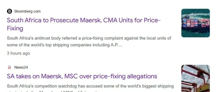 最航运 | 南非起诉马士基、达飞、中远海运、MSC等8家船公司涉嫌运价操纵！