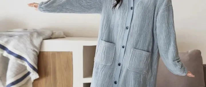 秋冬法兰绒加厚保暖睡衣睡袍外套制版裁剪图