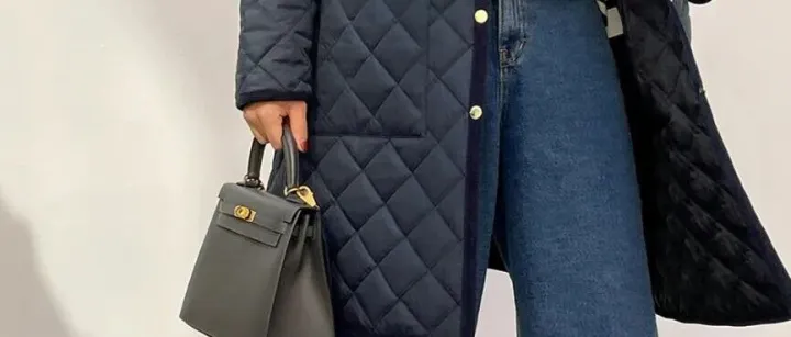 秋冬韩版菱形格长款棉外套制版裁剪图