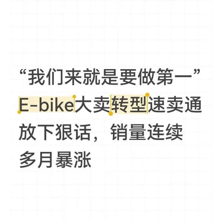 “我们来就是要做第一”E-bike大卖转型速卖通放下狠话，销量连续多月暴涨