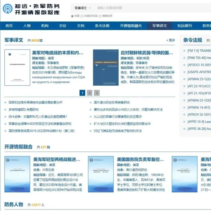 知远·外军防务<em>开源</em>情报<em>数据库</em>服务公告