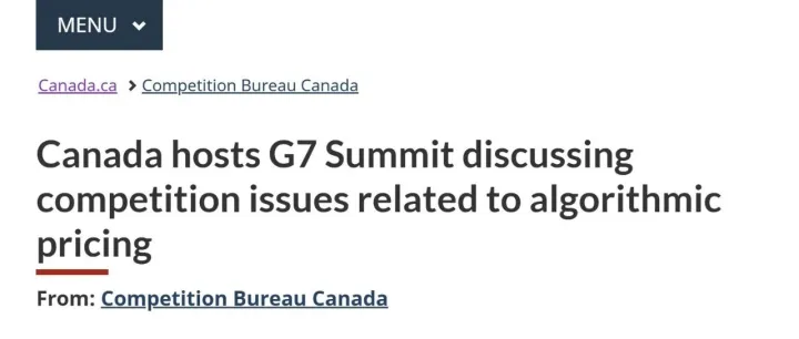 【域外动态】加拿大主办七国集团（G7）峰会，讨论算法定价相关的竞争问题
