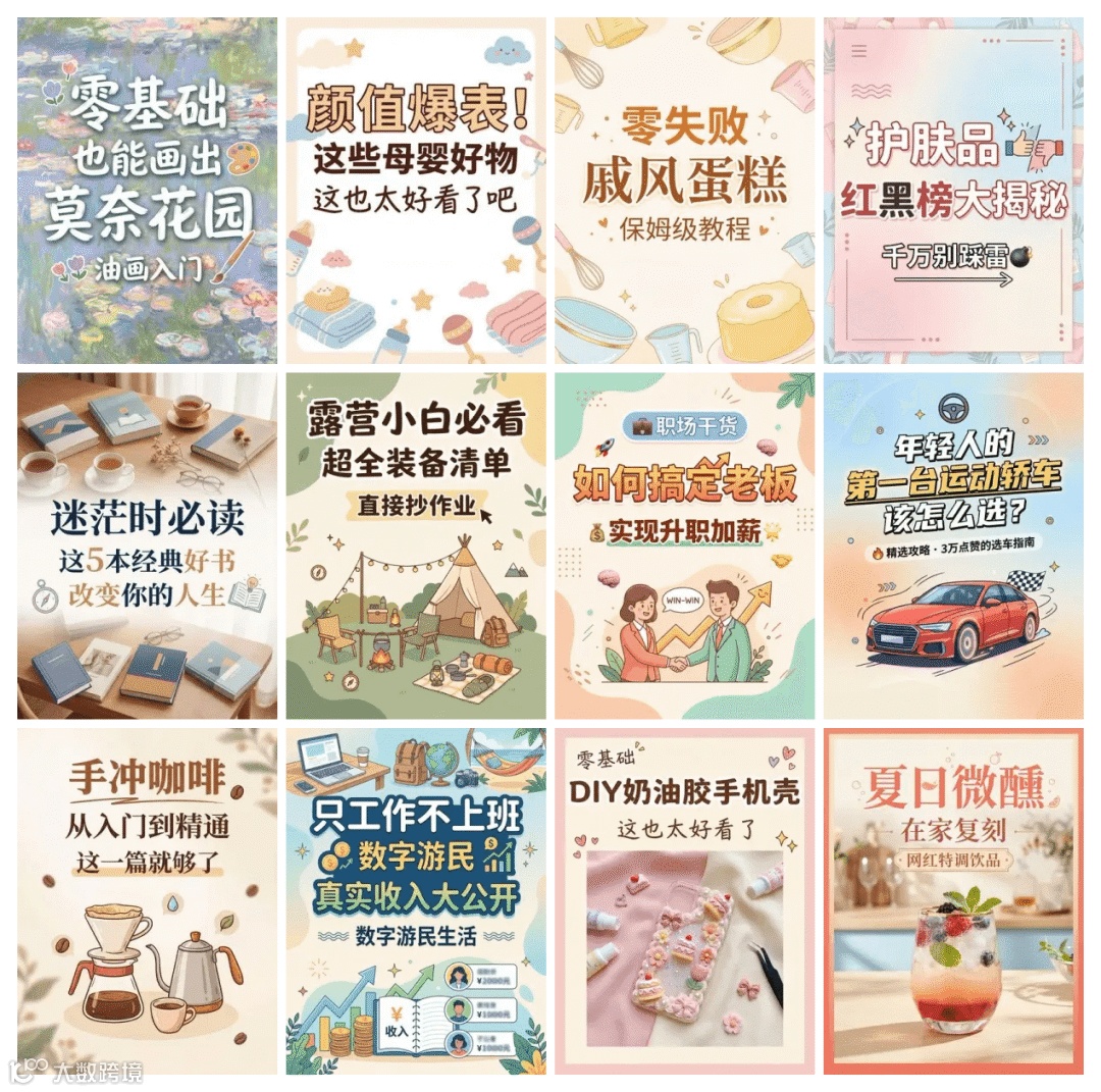 使用红墨生成的各类小红书封面