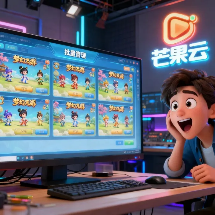 工作室狂喜！批量管理 + 多开同步，芒果云让梦幻西游手游搬砖效率翻倍