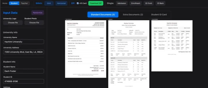 基于 React 构建的学术文档生成器，用于测试和验证流程，支持学生和教师/职工文档模板。