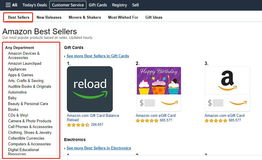 亚马逊站内选品方法