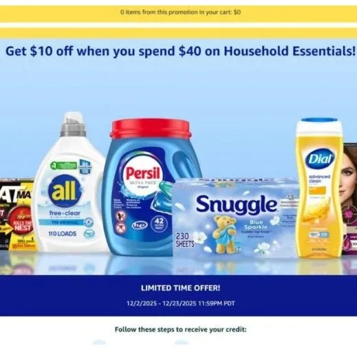 Amazon家居用品$10 off $40，可以囤货了！