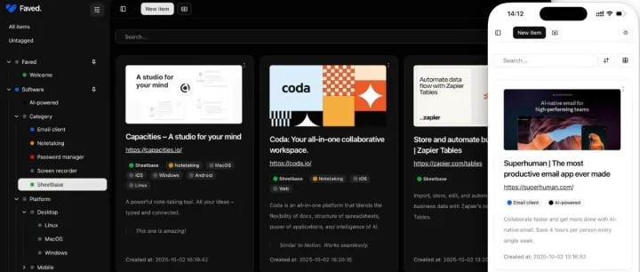 Faved：极简、极快、完全属于你的书签管理器