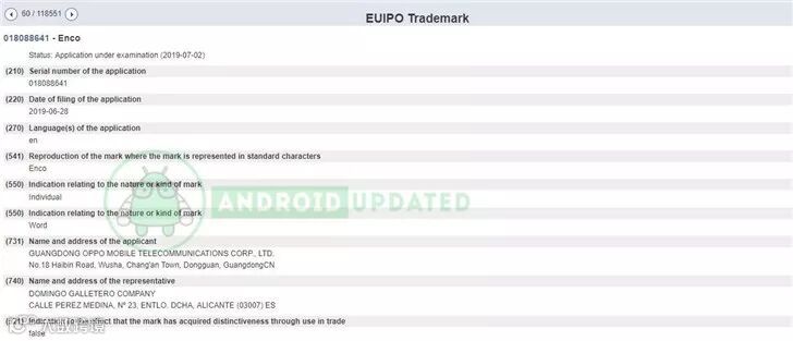 OPPO Enco商标曝光:或为折叠屏手机新系列