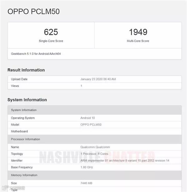 曝OPPO PCLM50手机搭载骁龙765G处理器