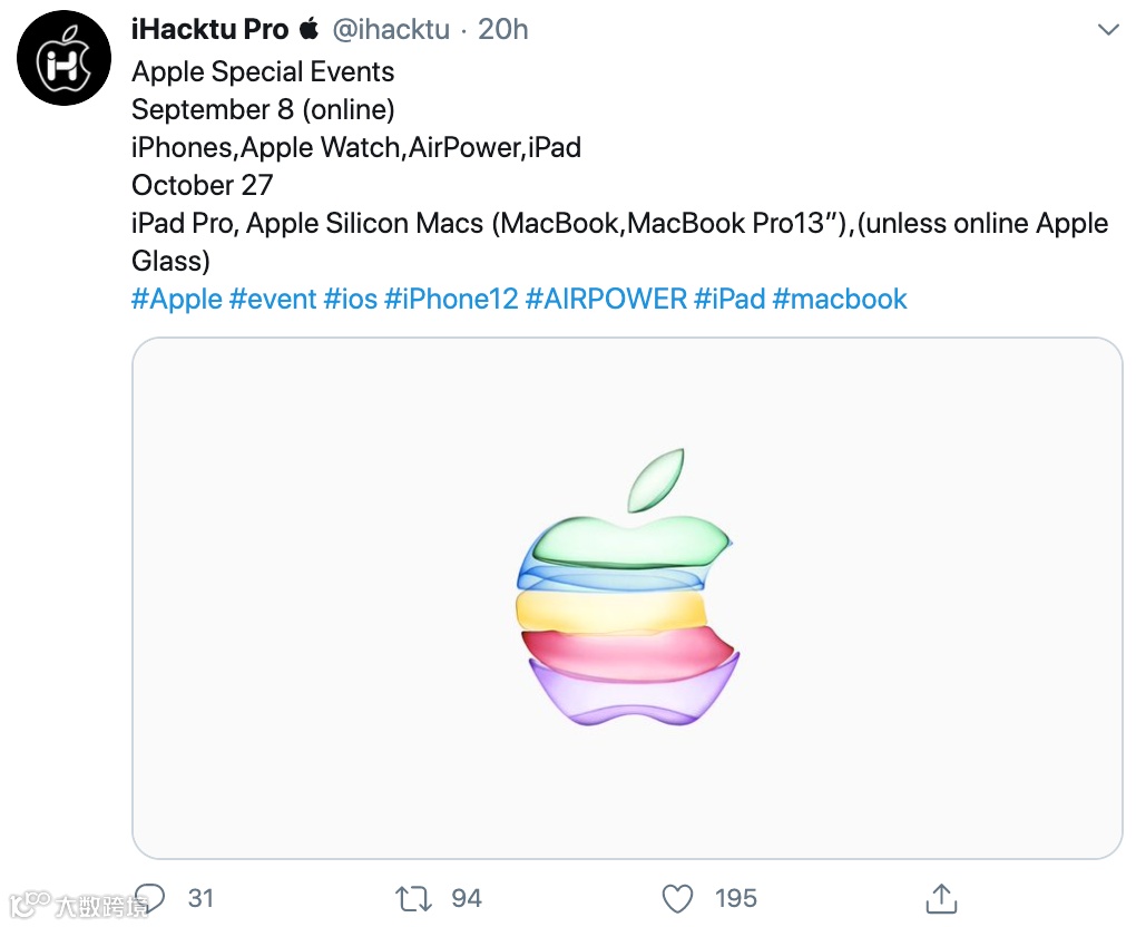 爆料称苹果将于9月8日发布iPhone 12,10月27日发布ARM Mac