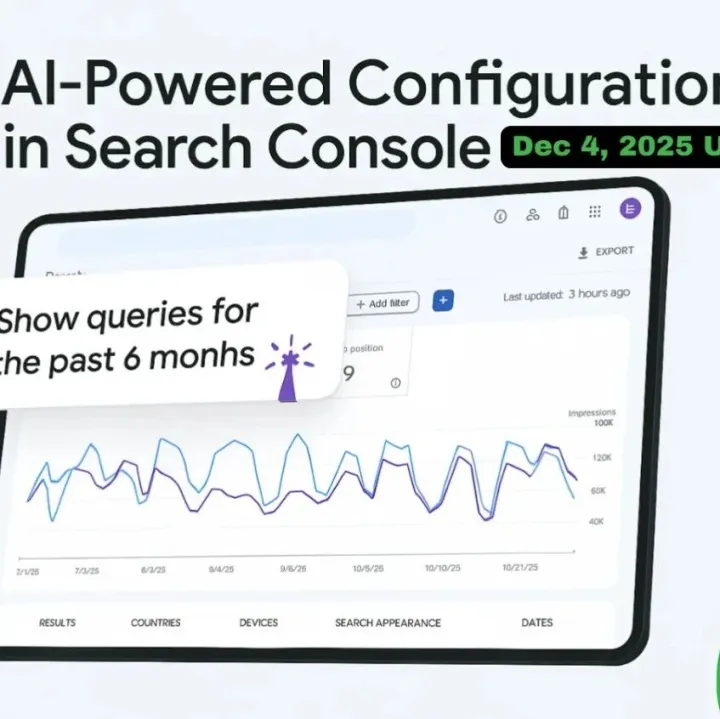 谷歌搜索控制台（GSC）接入测试版“AI驱动配置”，可用于直接生成动态报告