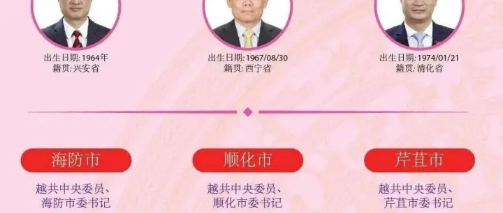 越南：2025-2030年任期的34名省委书记、市委书记名单